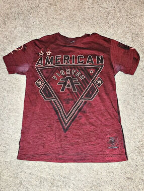 American Fighter T-Shirt Maroon Heather Short Sleeve Men's Size M